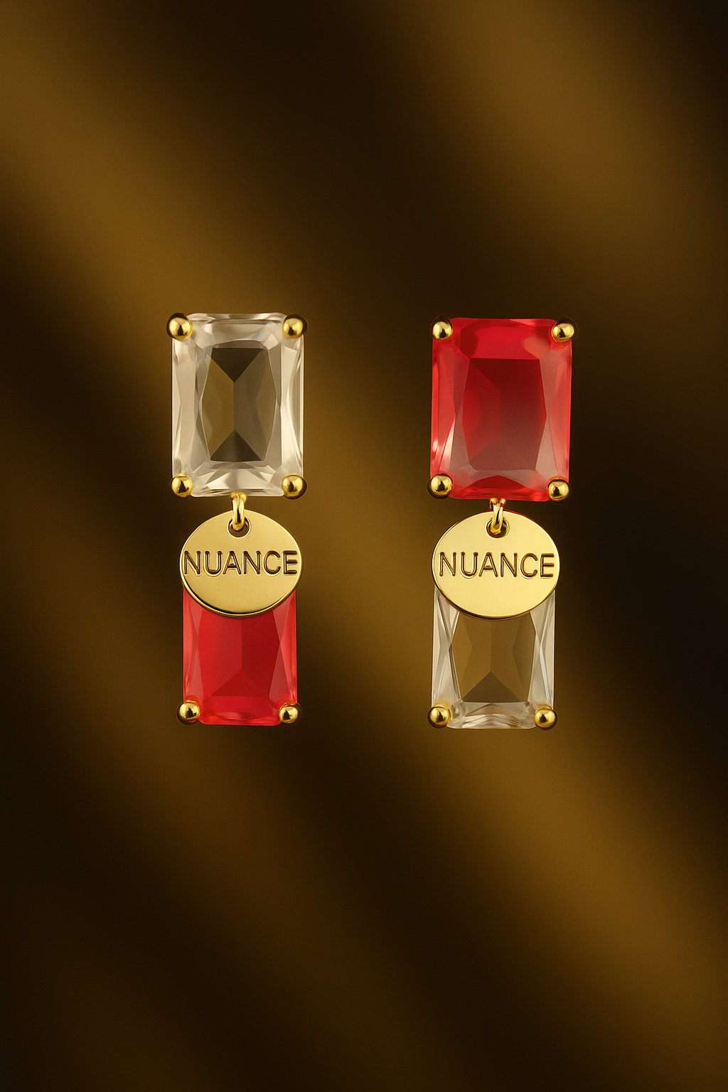 Dual-Tone Mismatch Crystal Drop Earrings