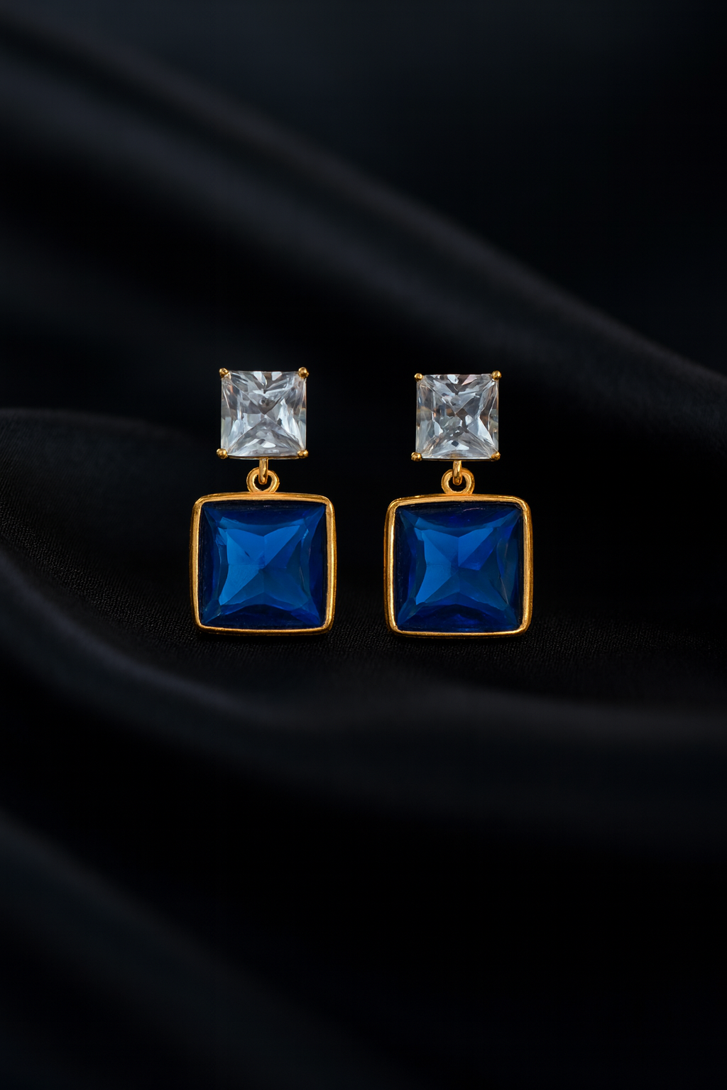 Luxe Blue Radiance Statement Earrings