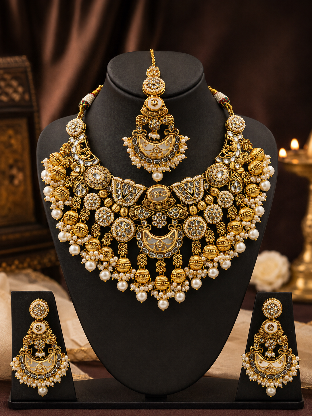 Rajwada Kundan Pearl Heritage Set