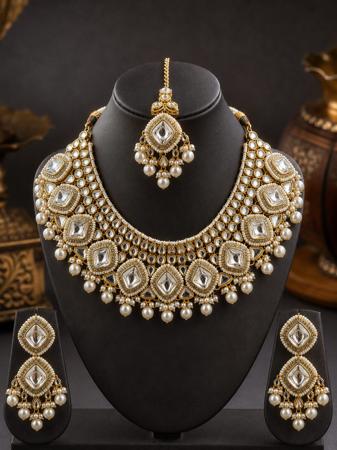 Heritage Kundan Pearl Necklace Set