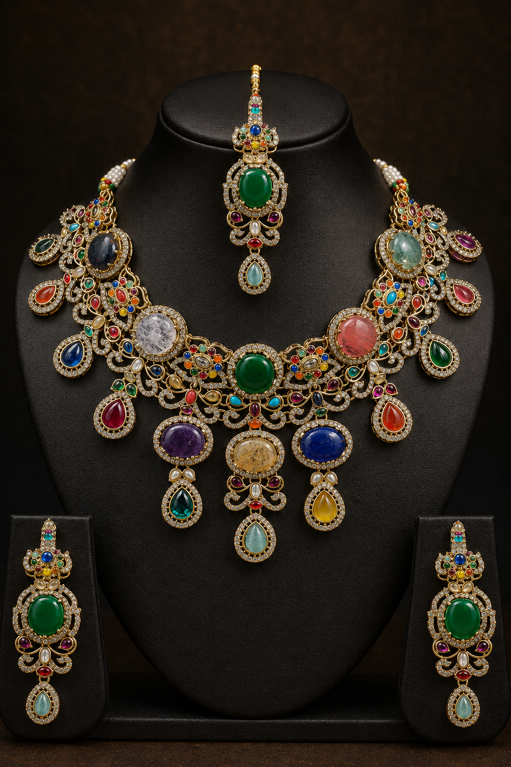 Sabyasachi Inspired Navratan Necklace Set