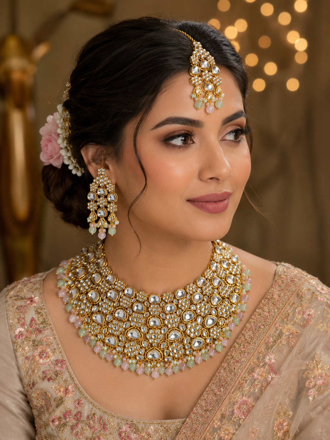 Royal Pastel Kundan Necklace Set