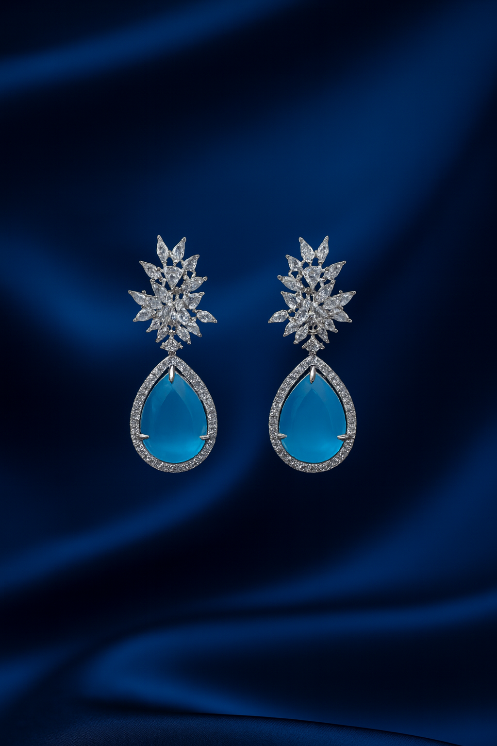 Blue Royal Elegance Teardrop Crystal Earrings