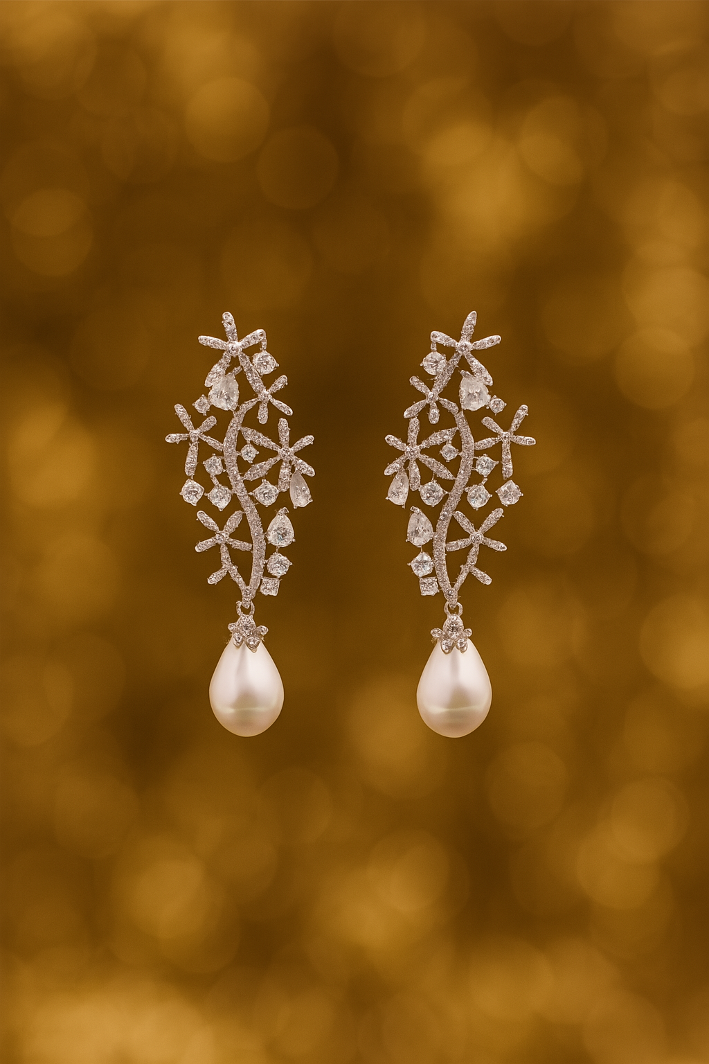 Moonlit Blossom Pearl Earrings