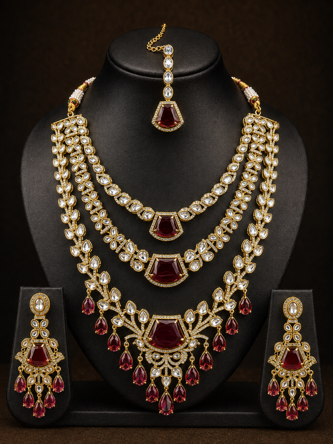 Royal Ruby Vine Necklace Set