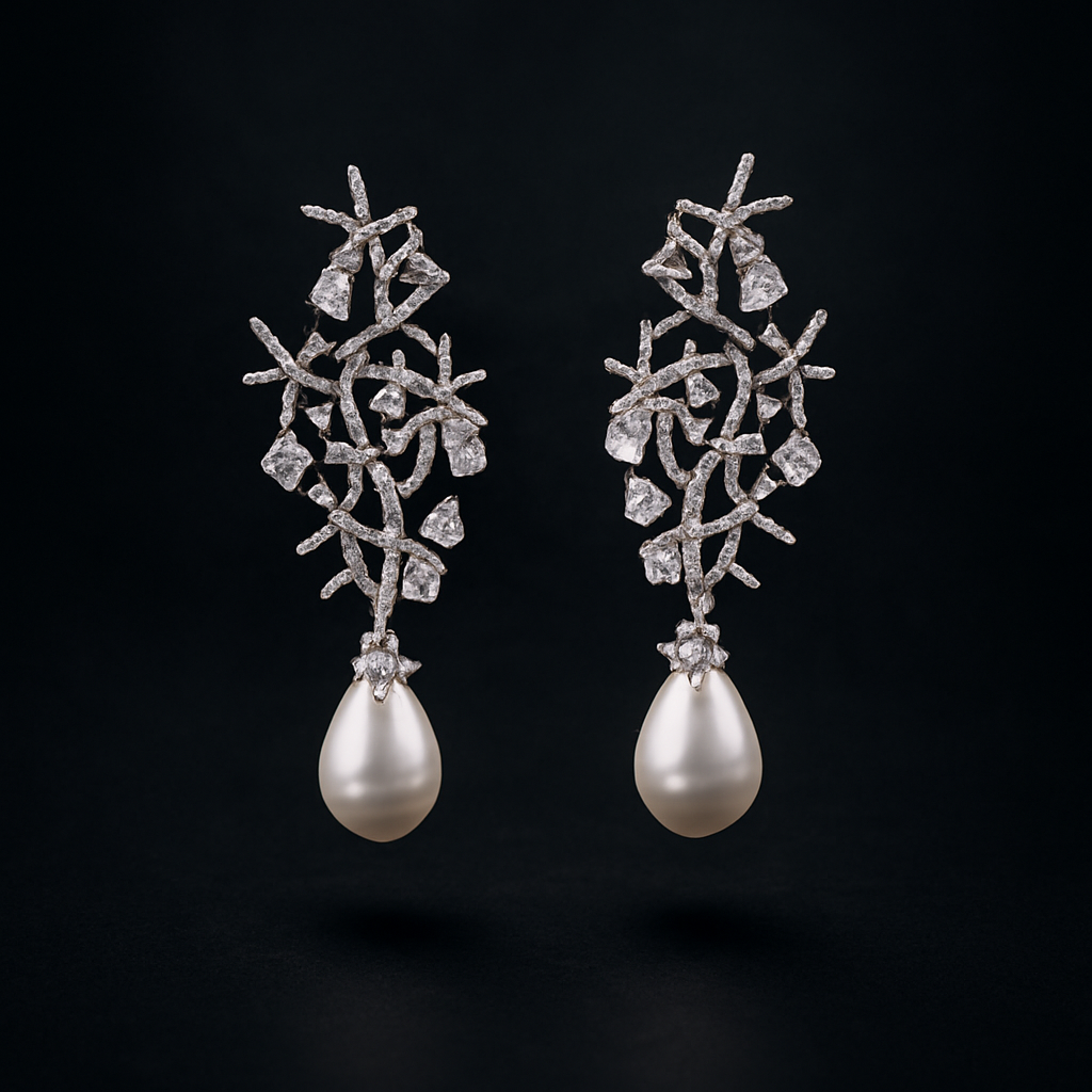 Moonlit Blossom Pearl Earrings